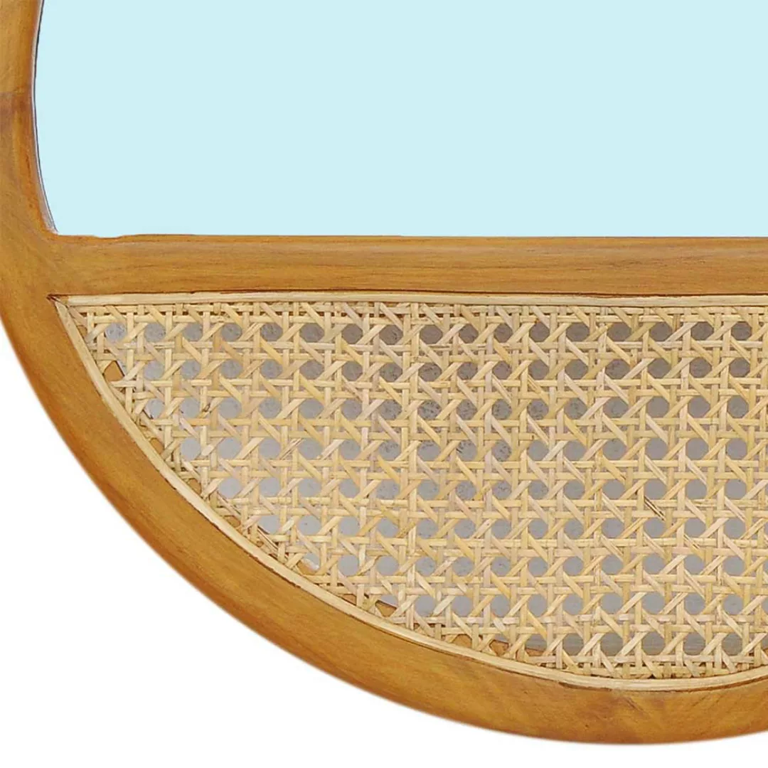 Garderobenspiegel 60 cm aus Teak Massivholz und Rattan Skandi Design günstig online kaufen