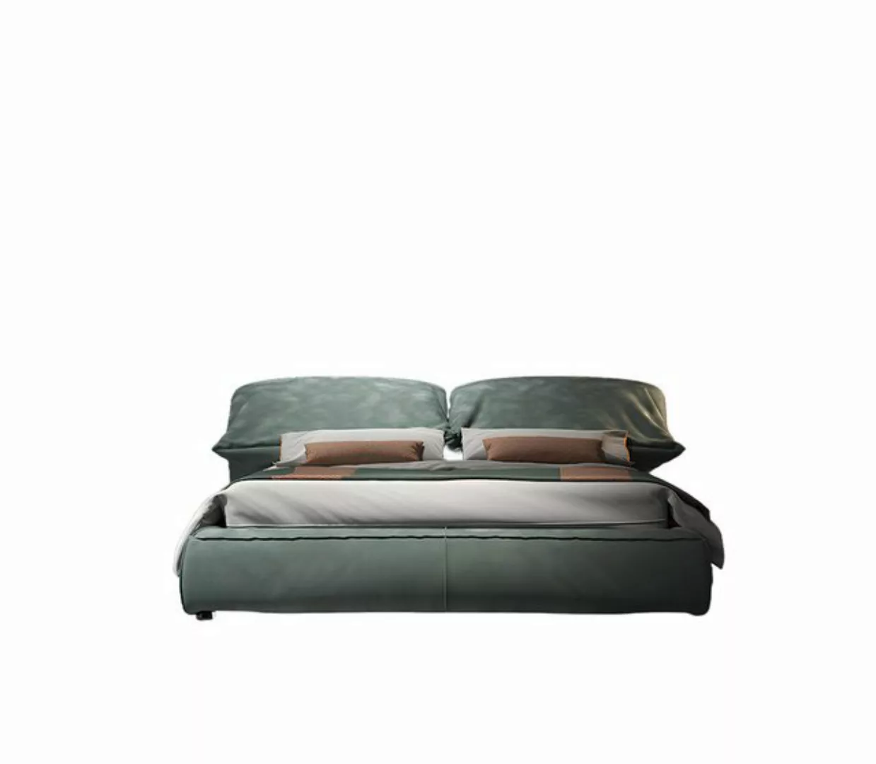 Xlmoebel Bett Designer Doppelbett mit luxuriösem Holzgestell im Grünton Sch günstig online kaufen