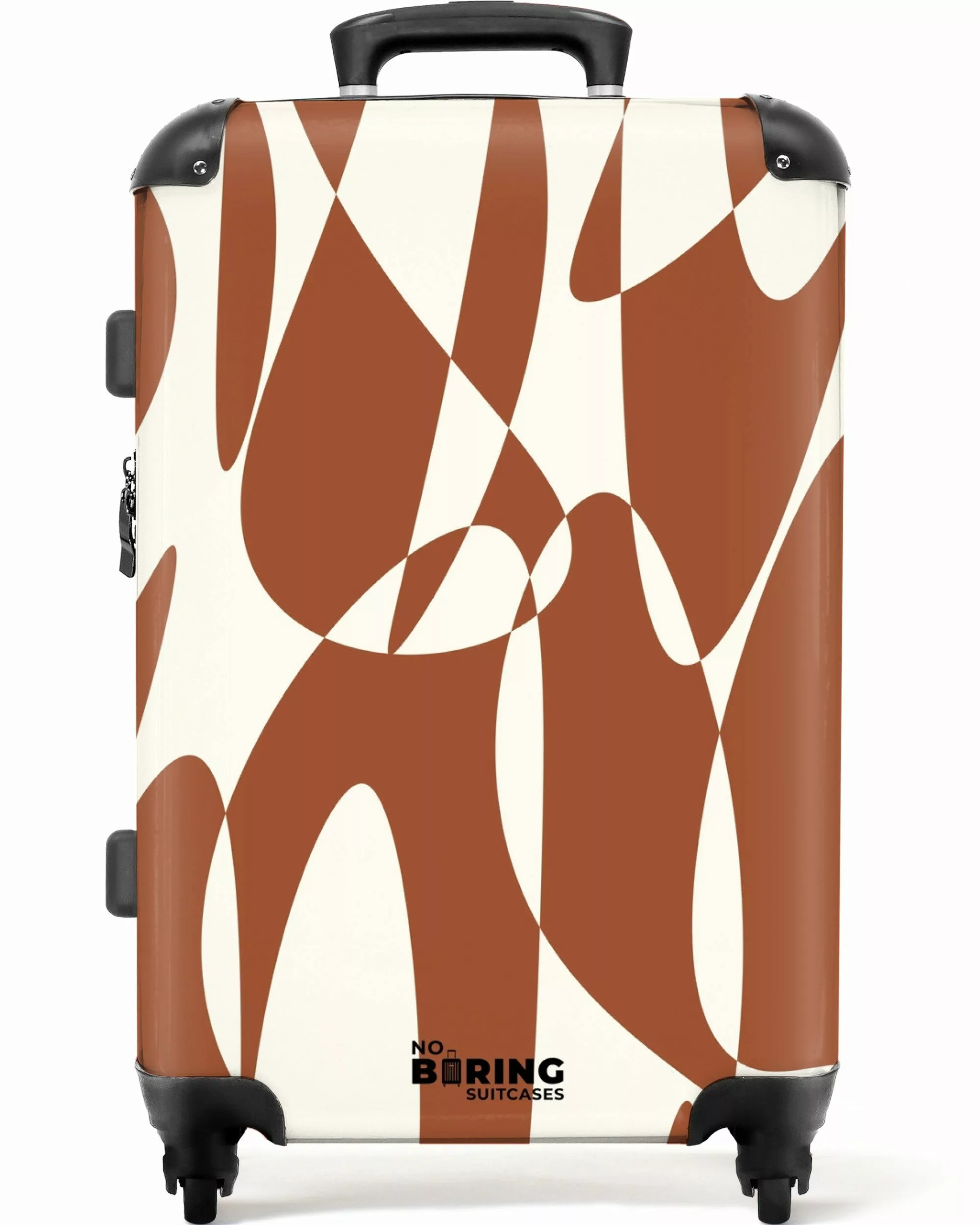 NoBoringSuitcases.com© Hartschalen-Trolley Braun mit weißen abstrakten günstig online kaufen