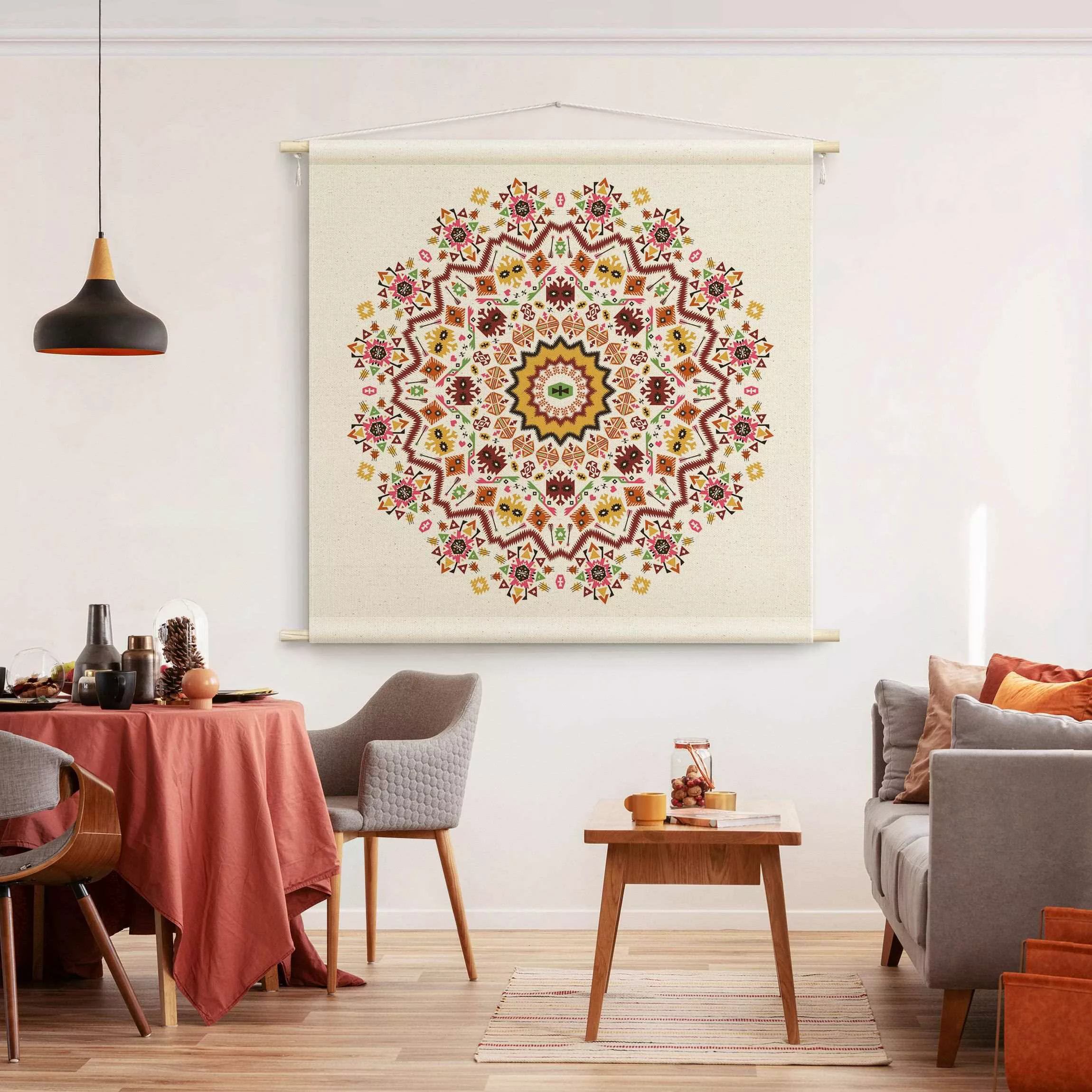 Wandteppich Azteken Boho Mandala in bunt günstig online kaufen