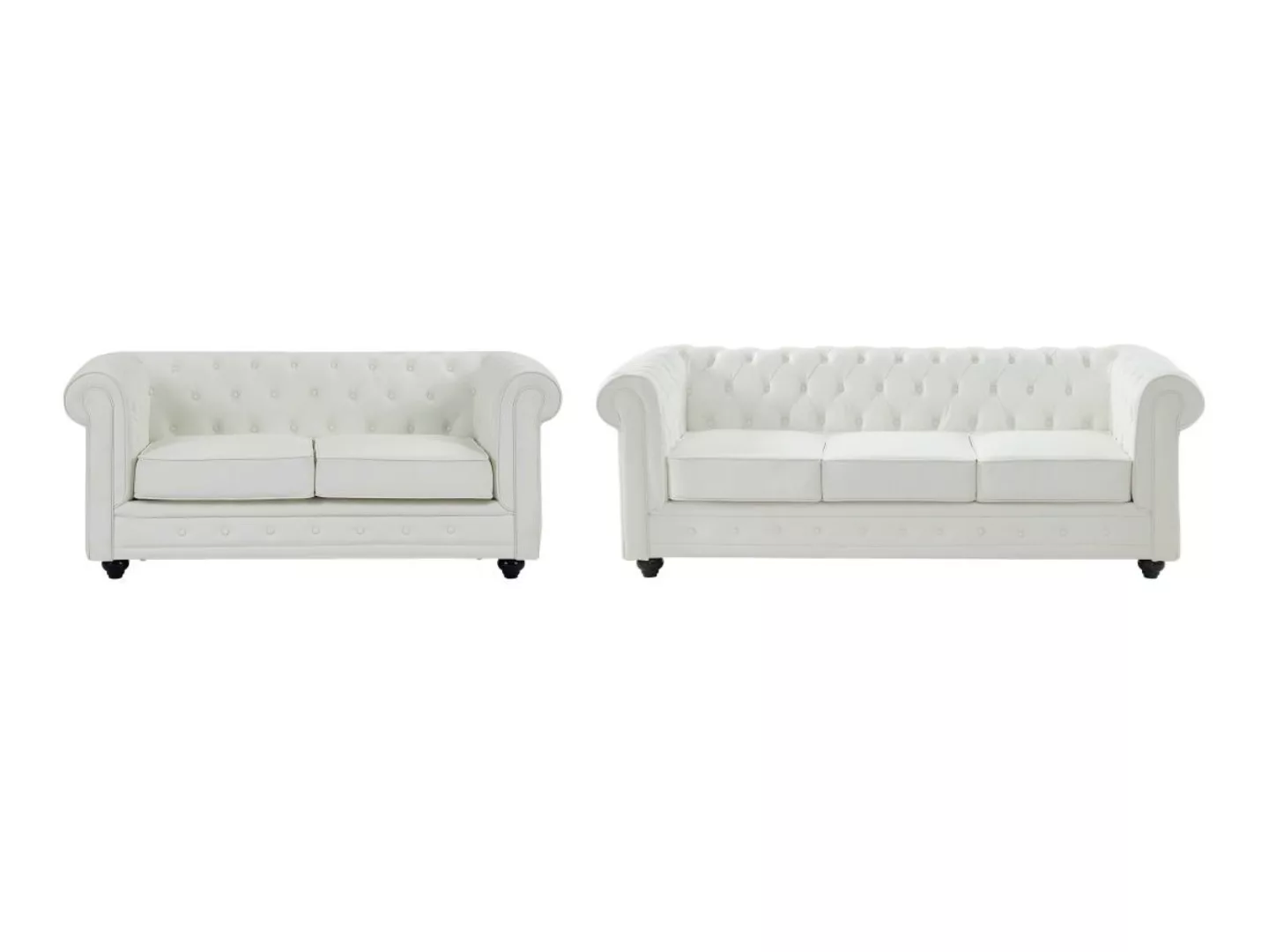 Sofas 3-Sitzer & 2-Sitzer - Kunstleder - Weiß - CHESTERFIELD günstig online kaufen