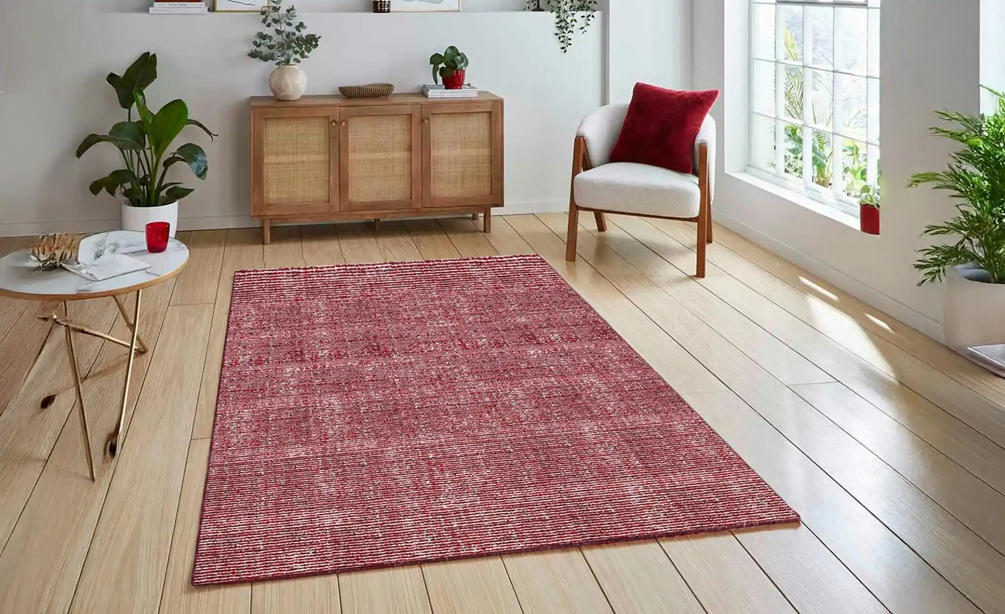 handgewebter Teppich  Mysen ¦ rot ¦ Viskose,Wolle ¦ Maße (cm): B: 90 H: 1,1 günstig online kaufen