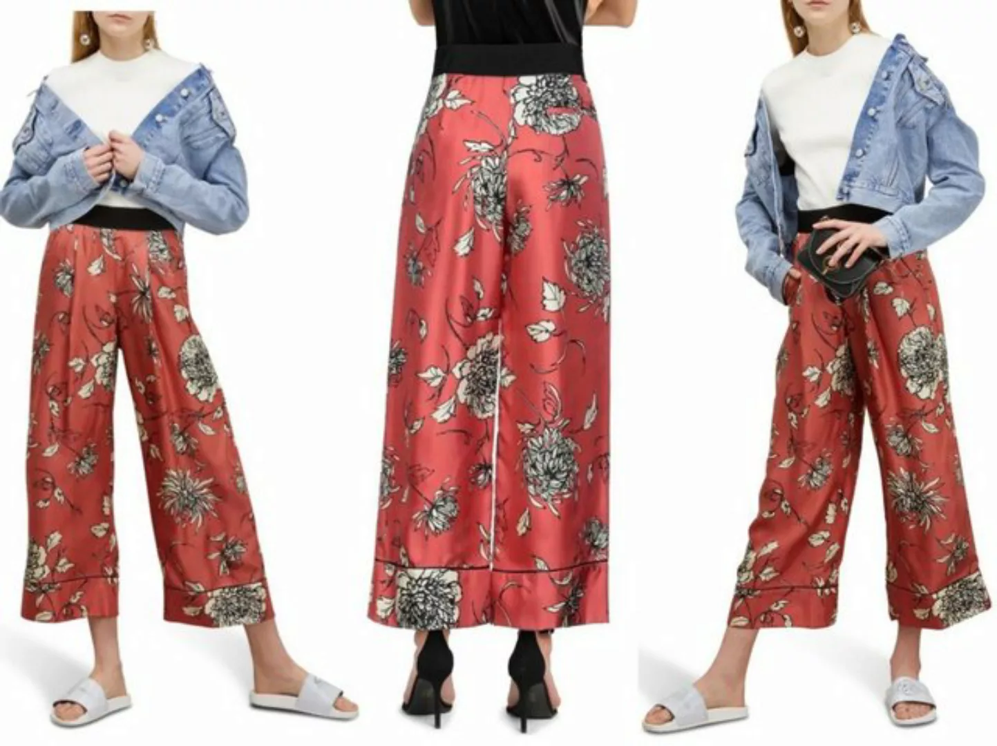 MONCLER Loungehose MONCLER Floral Print Tailored Silk Pants Trousers Seide günstig online kaufen