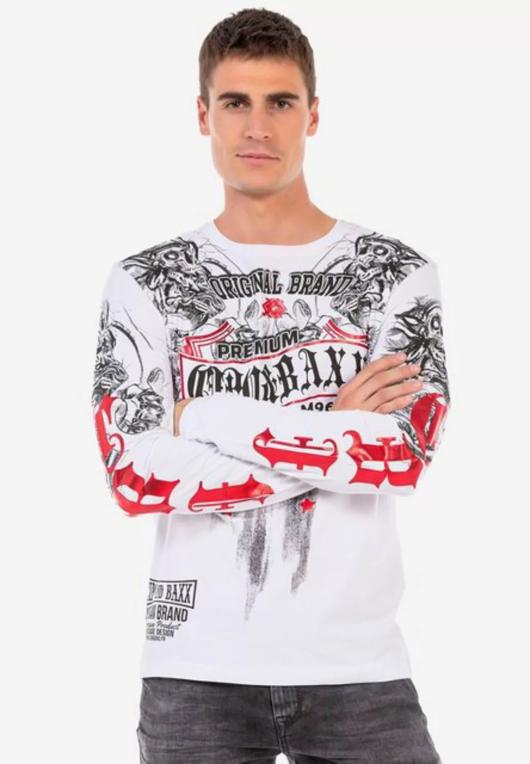 Cipo & Baxx Langarmshirt mit coolem Markenprint günstig online kaufen
