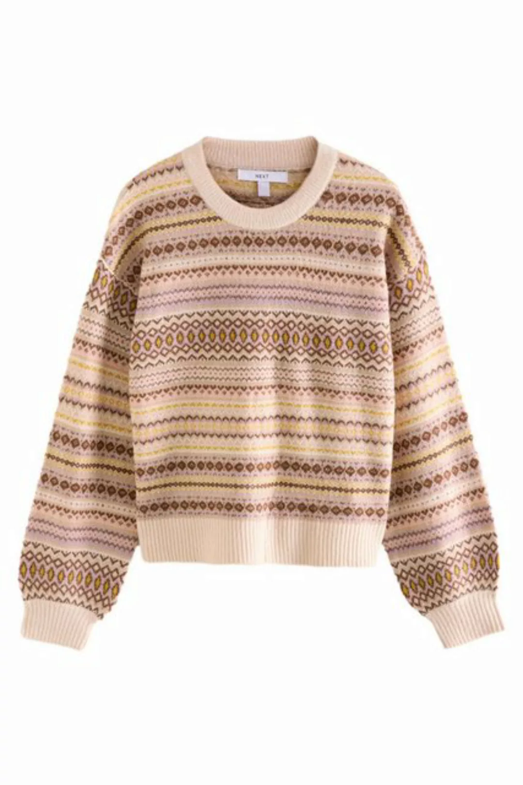 Next Rundhalspullover Gestreifter Strickpullover Norwegermuster (1-tlg) günstig online kaufen