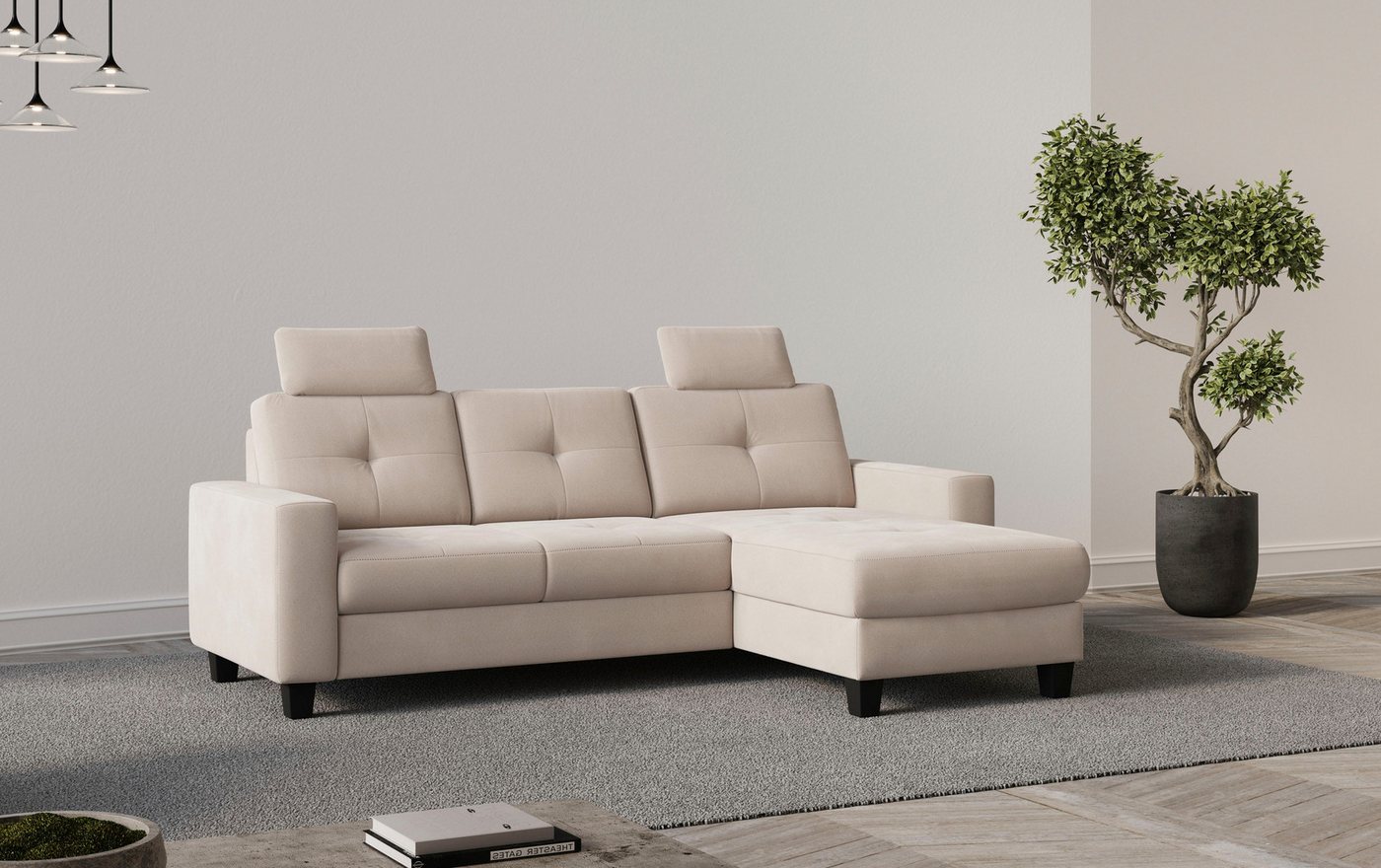 Places of Style Ecksofa "Varese L-Form", Kreuznaht in beige günstig online kaufen