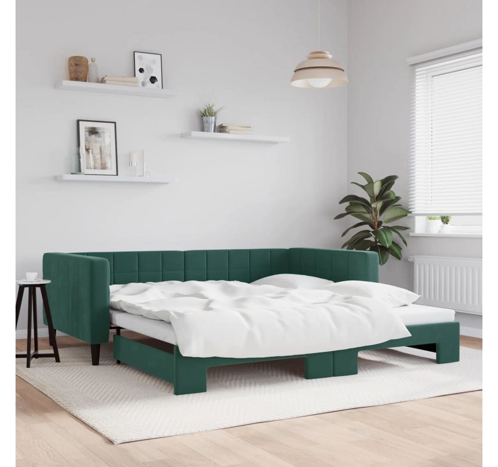 vidaXL Gästebett Gästebett Tagesbett Ausziehbar Dunkelgrün 100x200 cm Samt günstig online kaufen