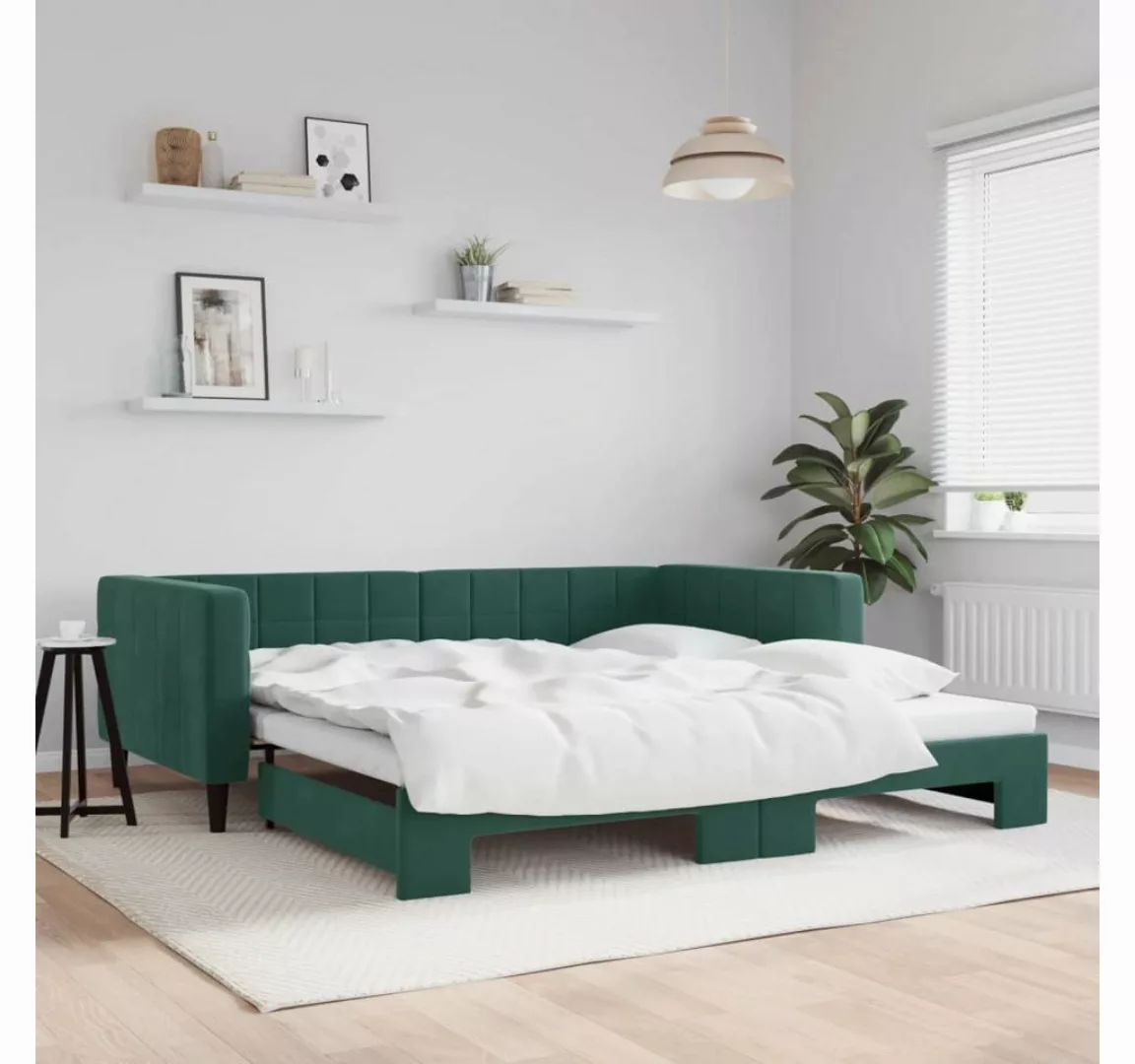 vidaXL Gästebett Gästebett Tagesbett Ausziehbar Dunkelgrün 100x200 cm Samt günstig online kaufen