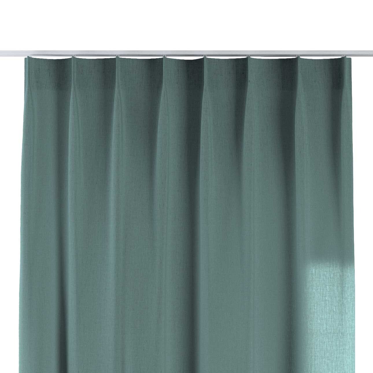 Vorhang mit flämischen 1-er Falten, grau-blau, Leinen (159-11) günstig online kaufen