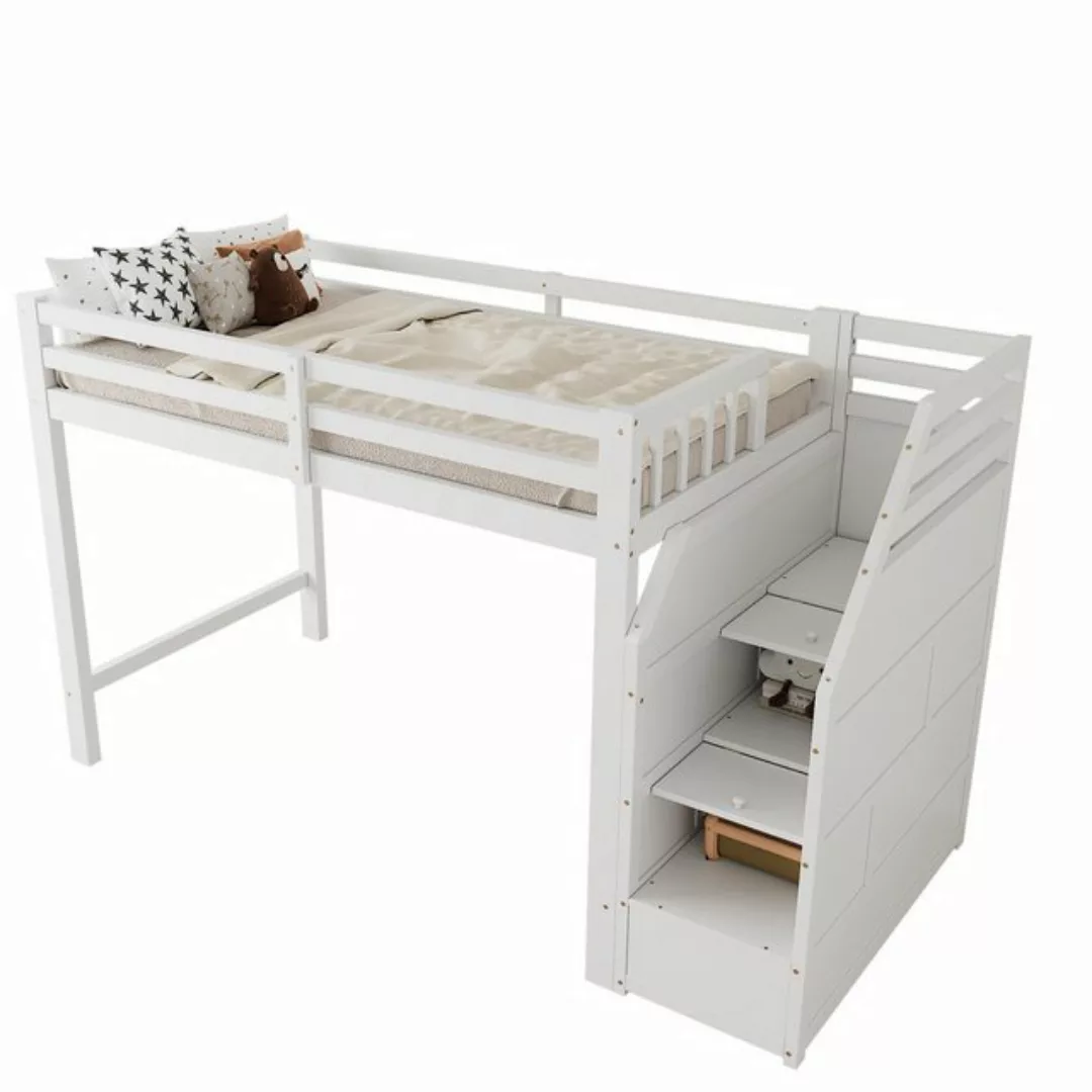 TavilaEcon Hochbett Kinderbett Jugendbett 90x200cm mit Geländer, Aufbewahru günstig online kaufen