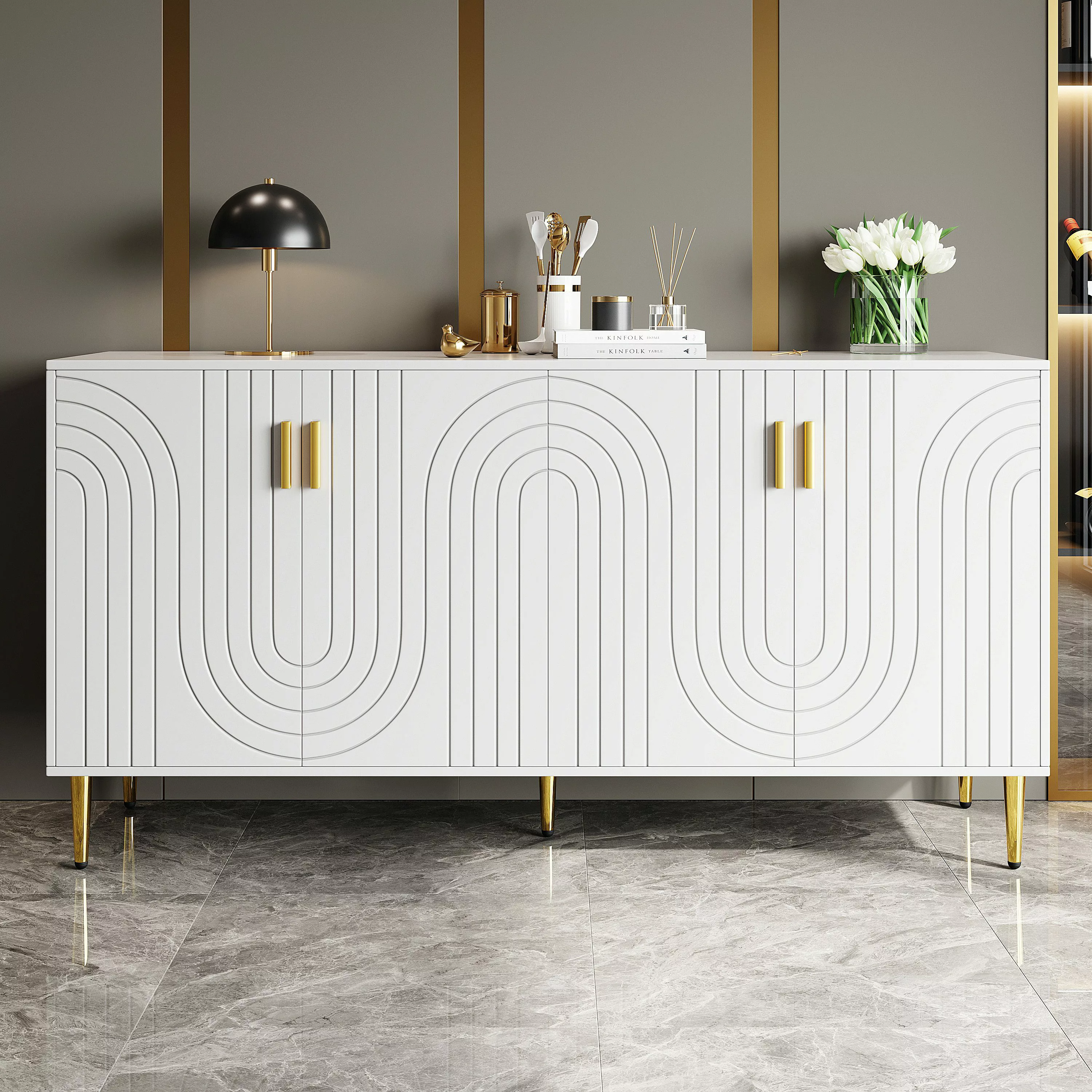 Flieks Sideboard Buffetschrank mit Einzigartigem Wellendesign günstig online kaufen