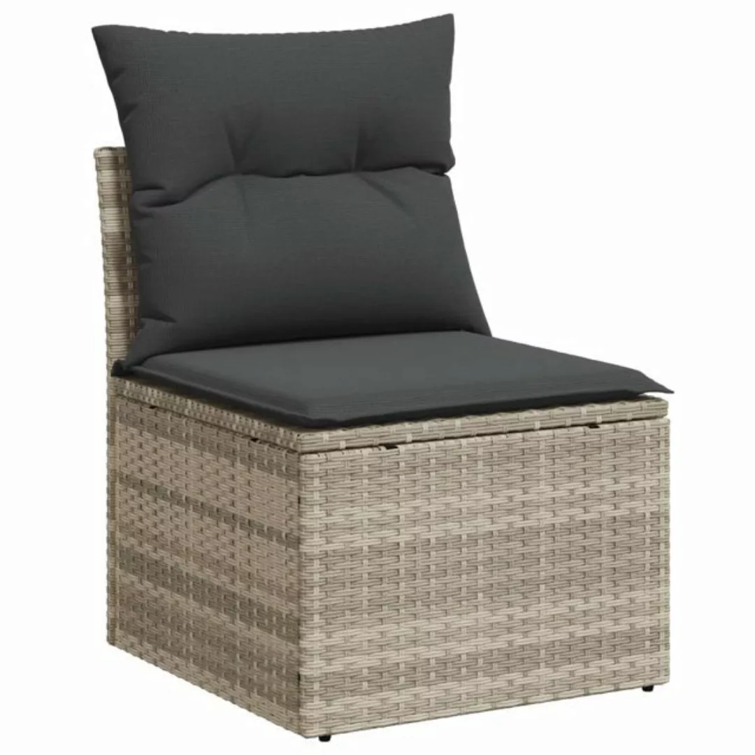 vidaXL Loungesofa Gartensofa ohne Armlehnen mit Kissen Hellgrau Poly Rattan günstig online kaufen