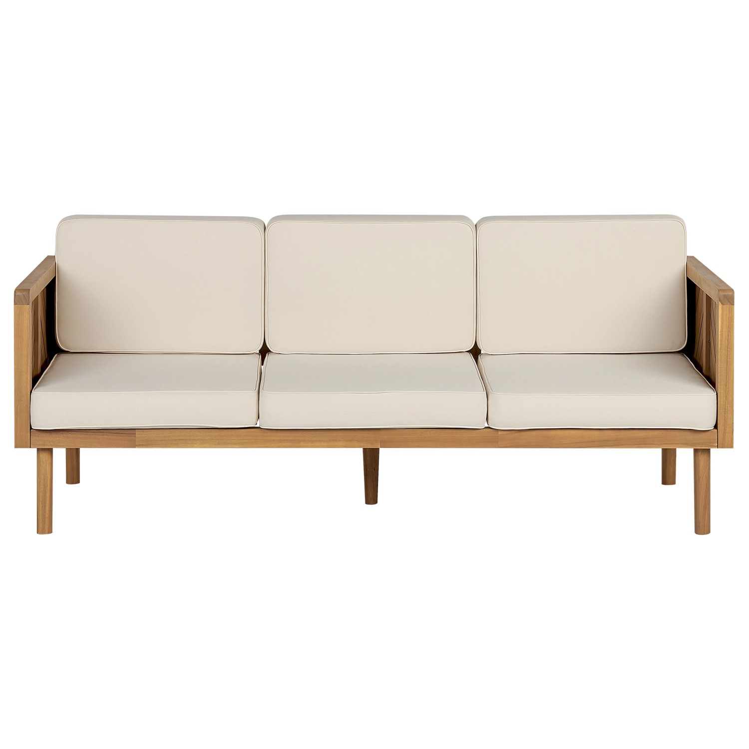 Beliani Gartensofa Heller Holzfarbton Beige 65x179x76 günstig online kaufen