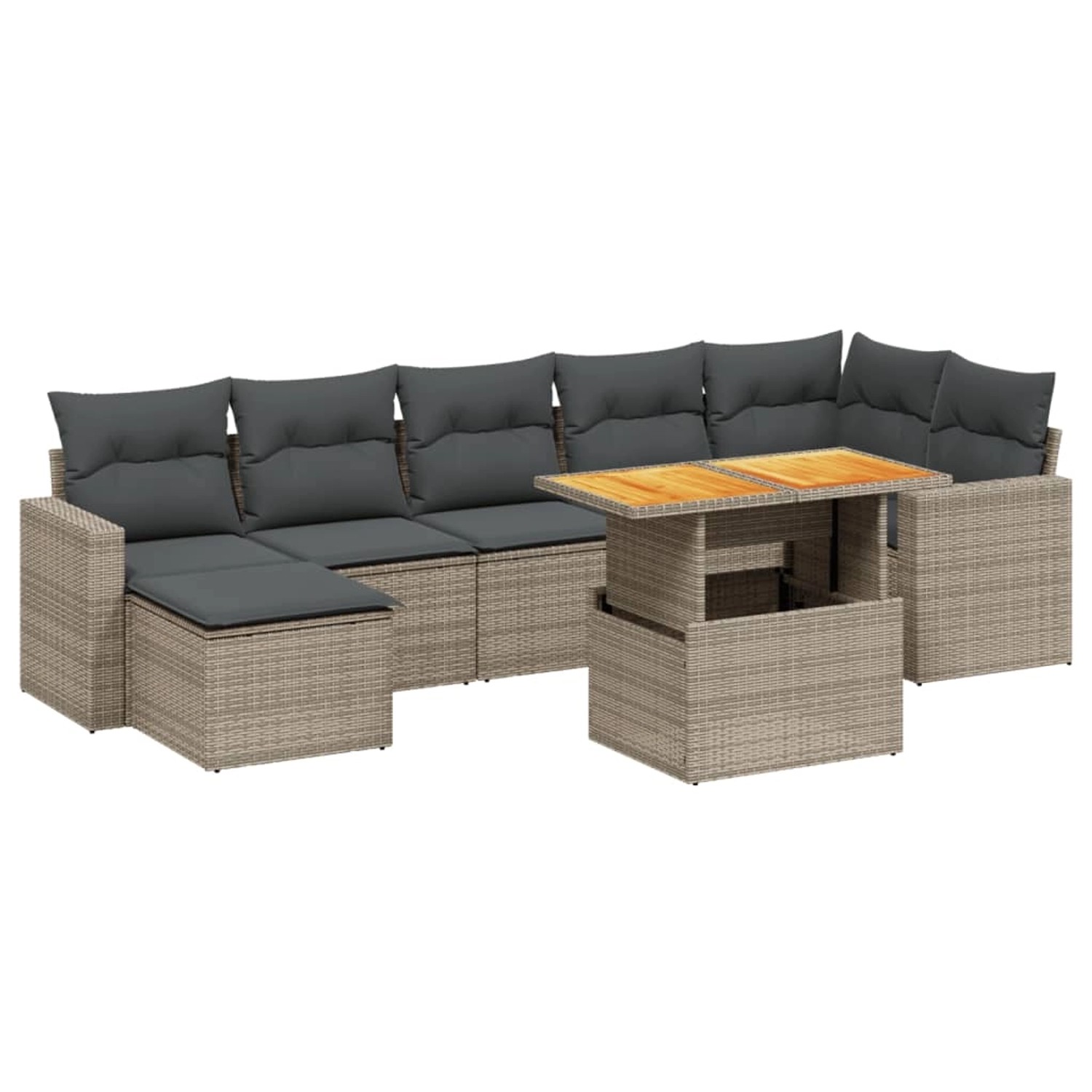 vidaXL 8-Tlg Garten-Sofagarnitur mit Kissen Grau Poly Rattan 3271424 günstig online kaufen