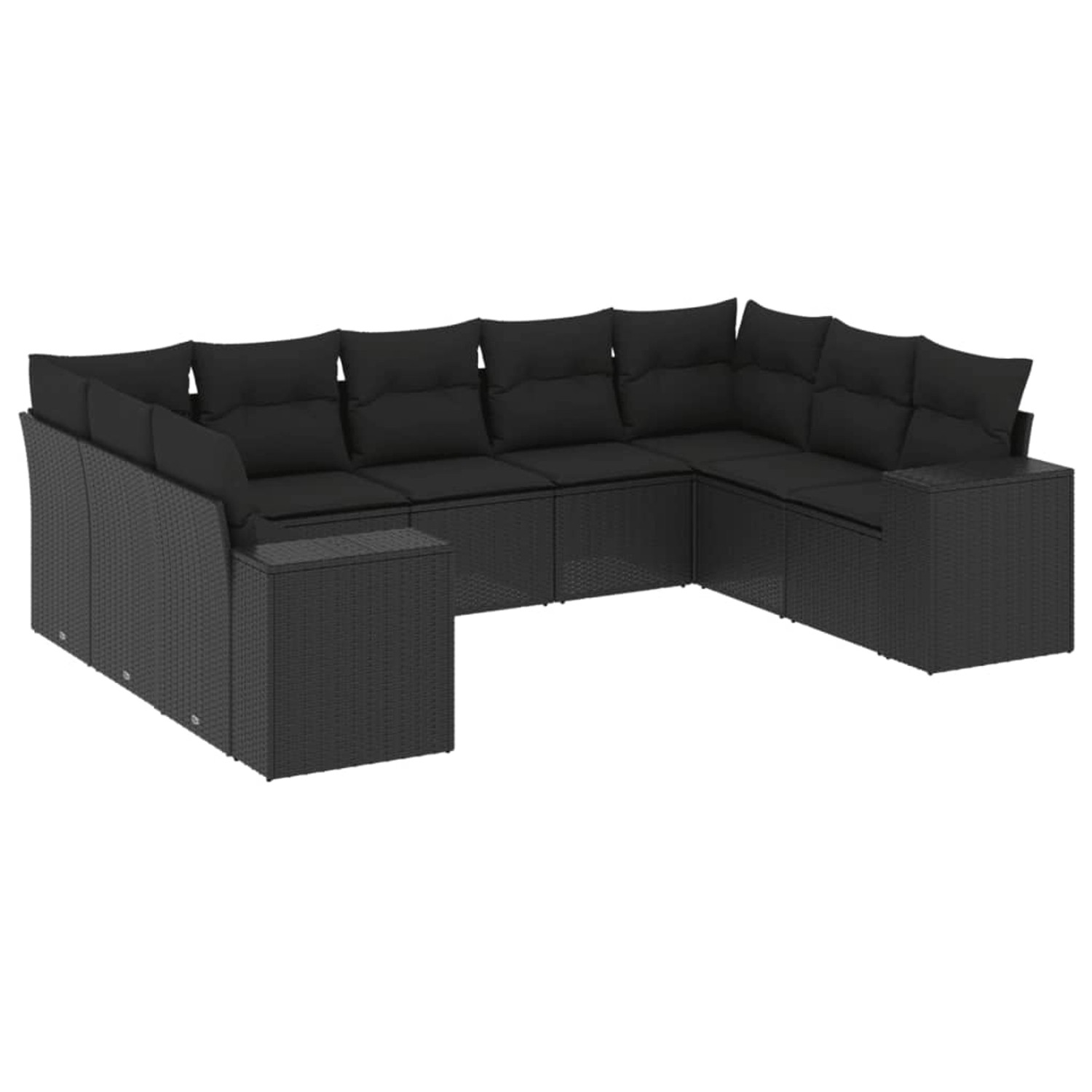 vidaXL 9-Tlg Garten-Sofagarnitur mit Kissen Schwarz Poly Rattan 3255332 günstig online kaufen