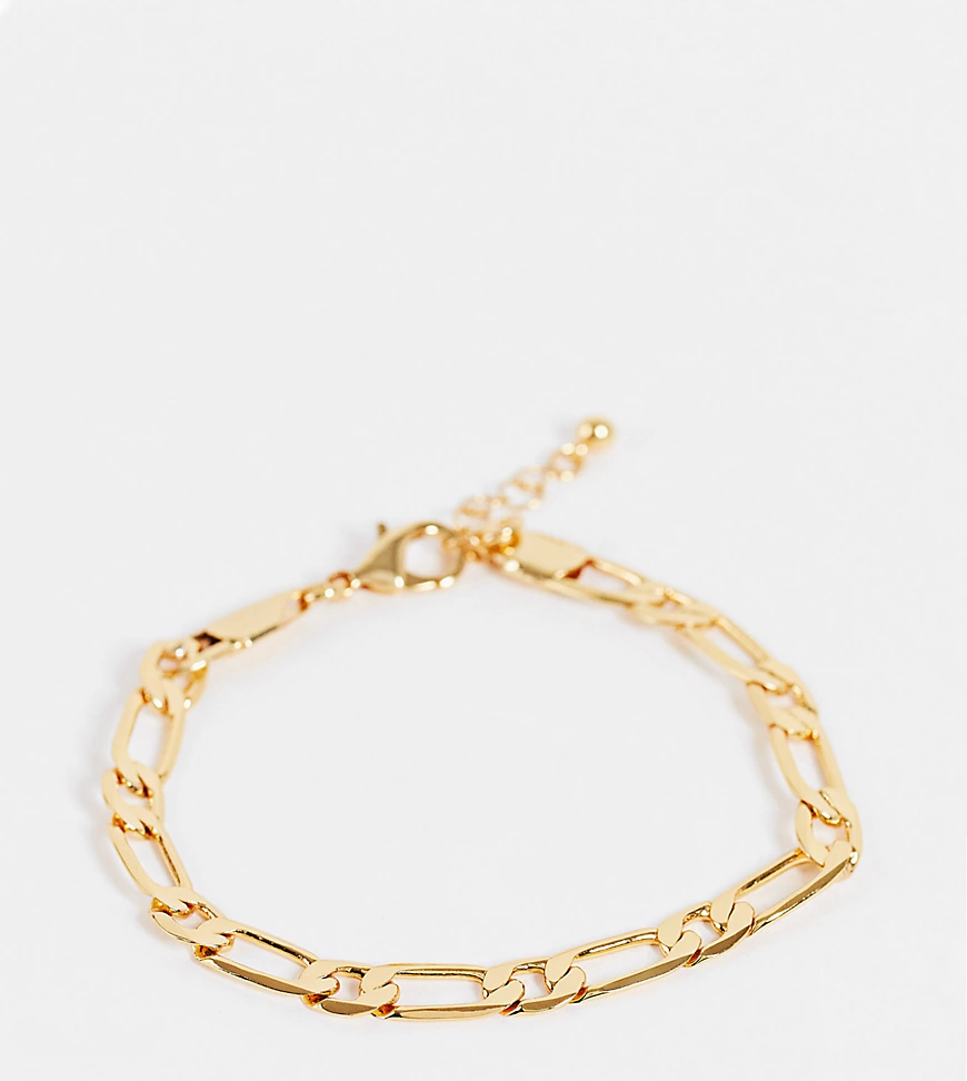 ASOS DESIGN – 14-karätig vergoldetes Figaro-Kettenarmband, 7 mm-Goldfarben günstig online kaufen