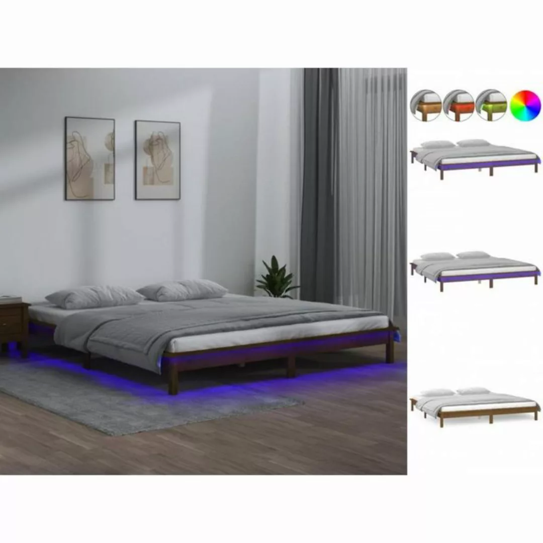 Vidaxl Massivholzbett Mit Leds Honigbraun 120x190 Cm 4ft Small Double günstig online kaufen