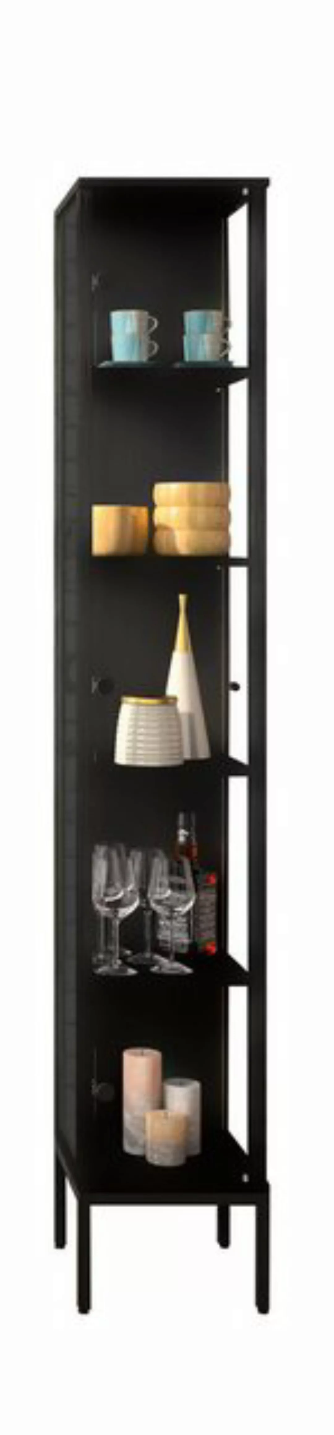 freiraum Vitrine STEP 5 Fächer, 1 Tür, in Schwarz - 31,5x187,6x32,7cm (BxHx günstig online kaufen