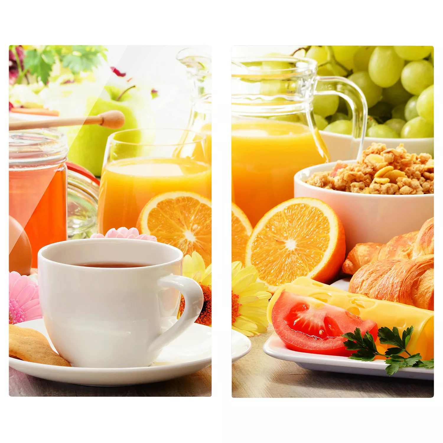 2-teilige Herdabdeckplatte Glas Kulinarisch Sommerlicher Frühstückstisch günstig online kaufen