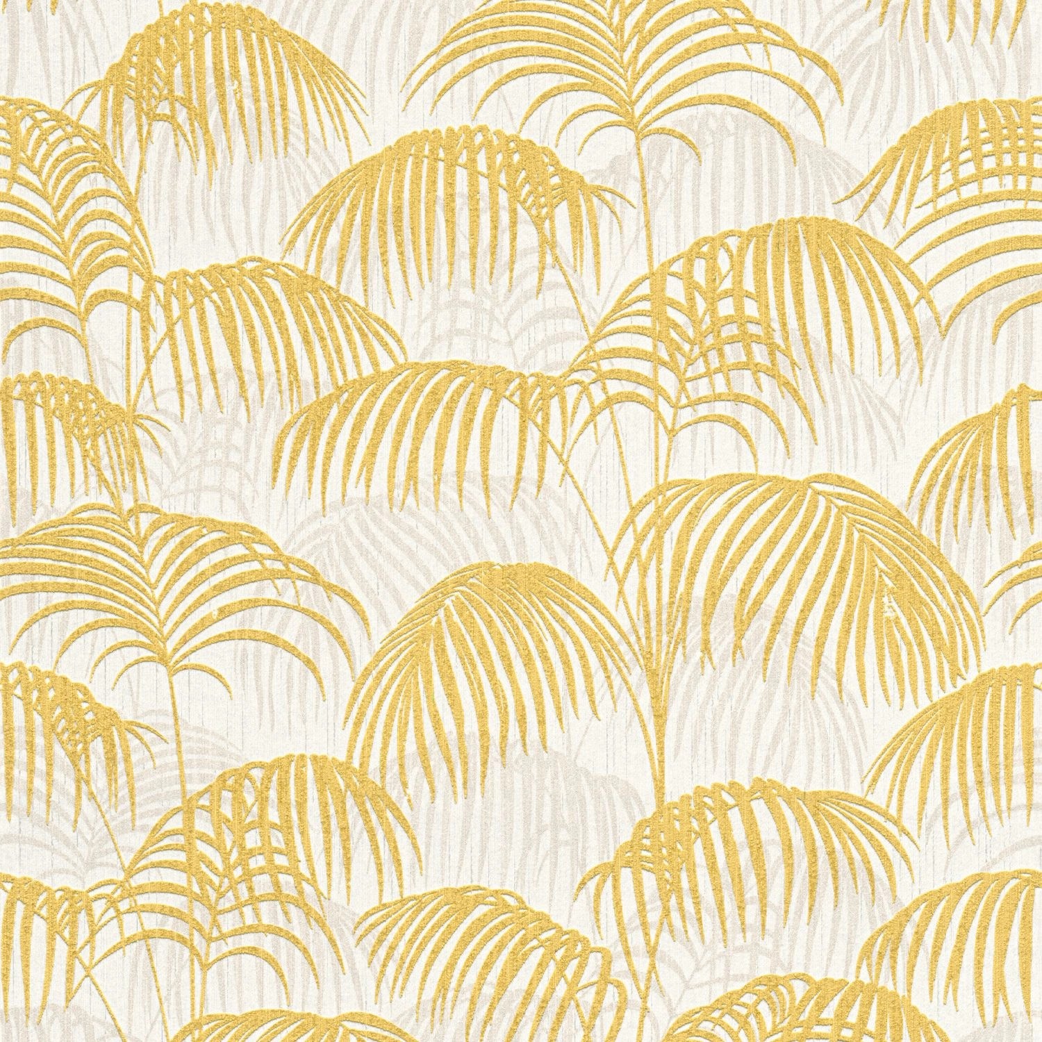 PROFHOME 961982-GU Natur Tapete Palmen Matt Gold Gelb Weiß 0,53 m x 10,05 m günstig online kaufen