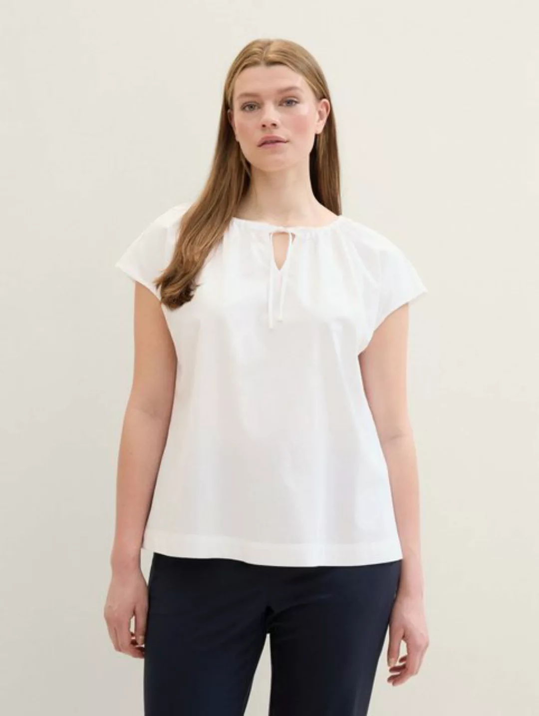 TOM TAILOR PLUS Langarmbluse Plus - Leichte Bluse mit Lyocell günstig online kaufen