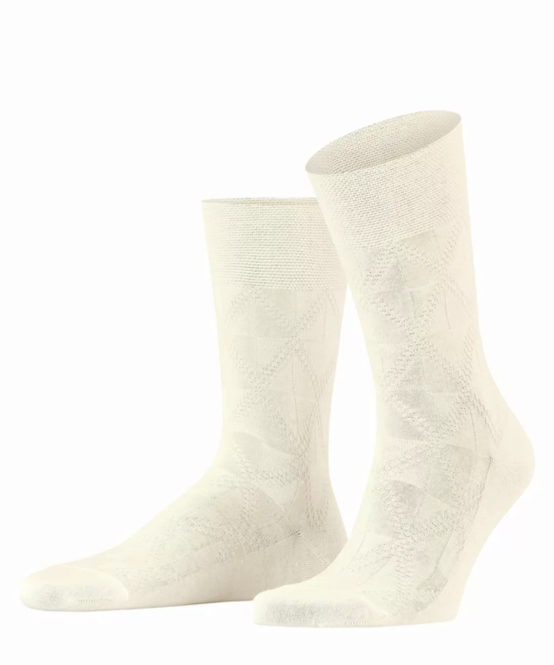 FALKE Sensitive Soft Winter Herren Socken, 43-44, Weiß, Geometrisch, Schurw günstig online kaufen