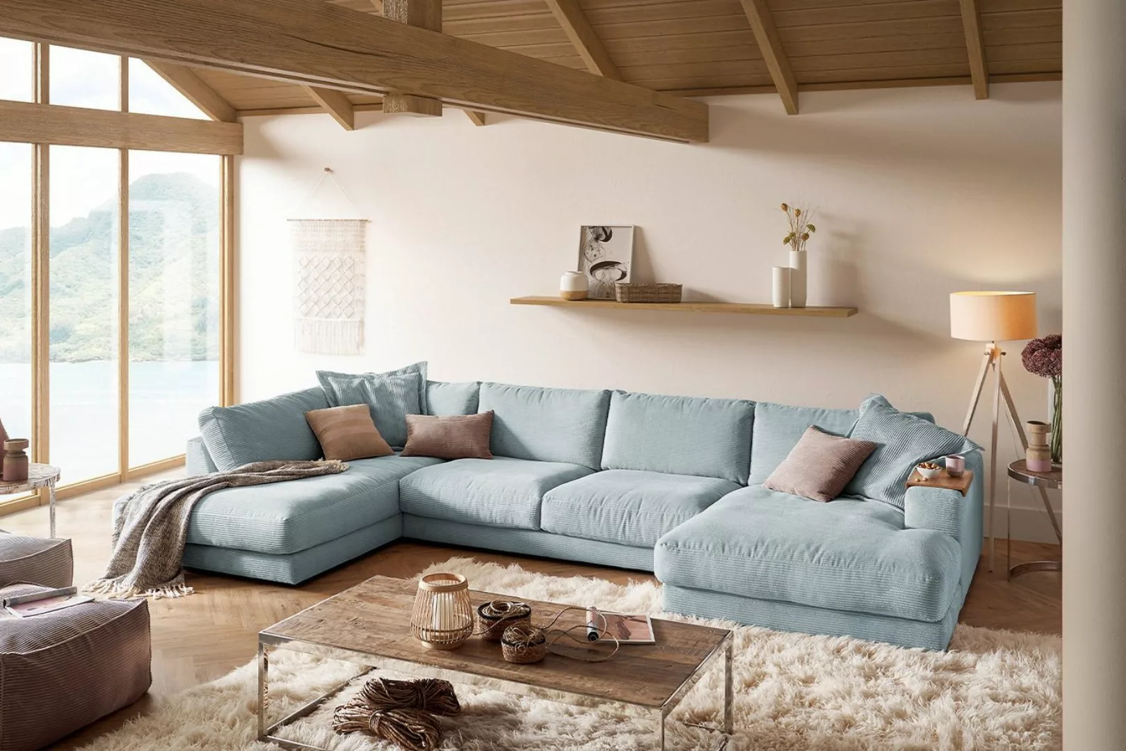 KAWOLA Wohnlandschaft MADELINE, Sofa U-Form Cord, Longchair rechts od. link günstig online kaufen