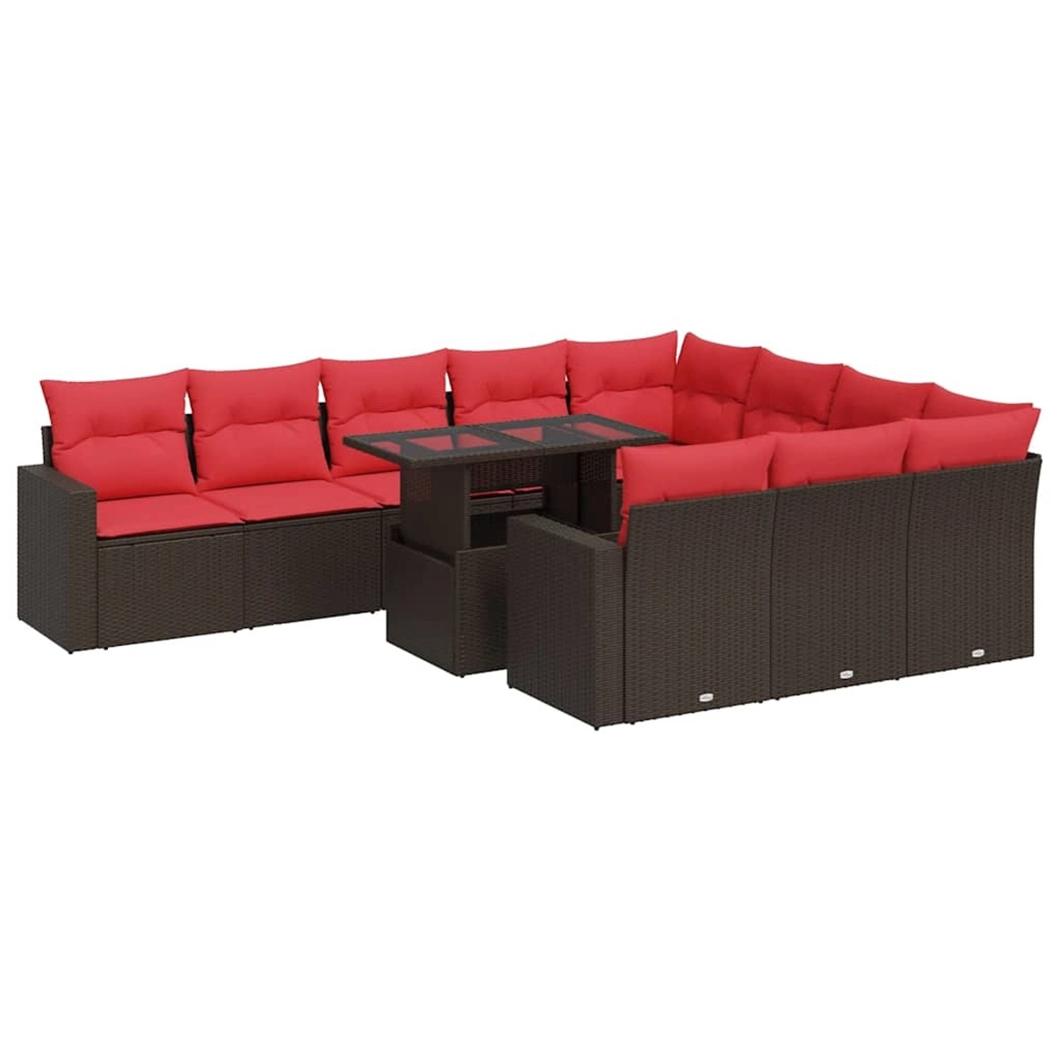 vidaXL 11-Tlg Garten-Sofagarnitur mit Kissen Braun Poly Rattan Akazie 33263 günstig online kaufen