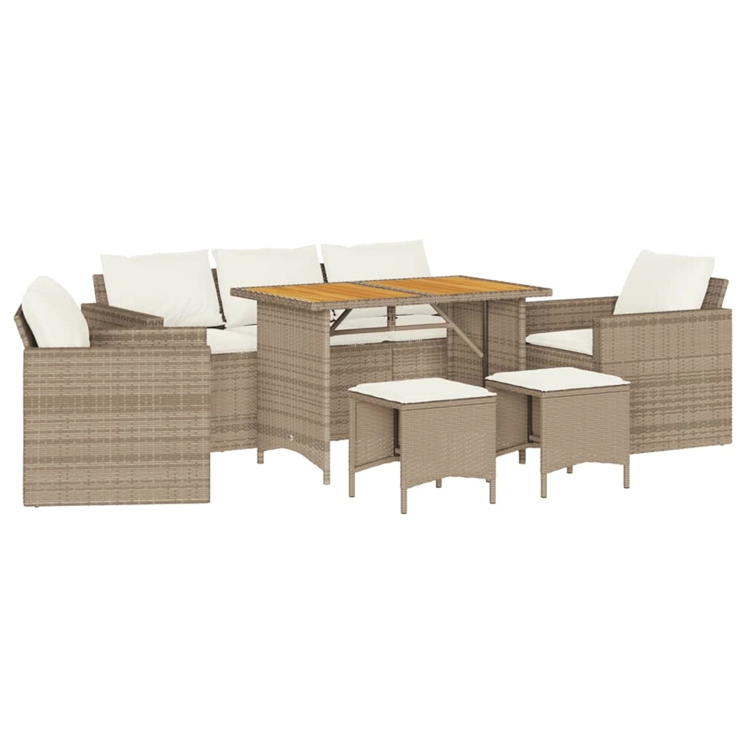 vidaXL 6-tlg Garten-Sofagarnitur mit Kissen Beige Poly Rattan Modell 313 günstig online kaufen