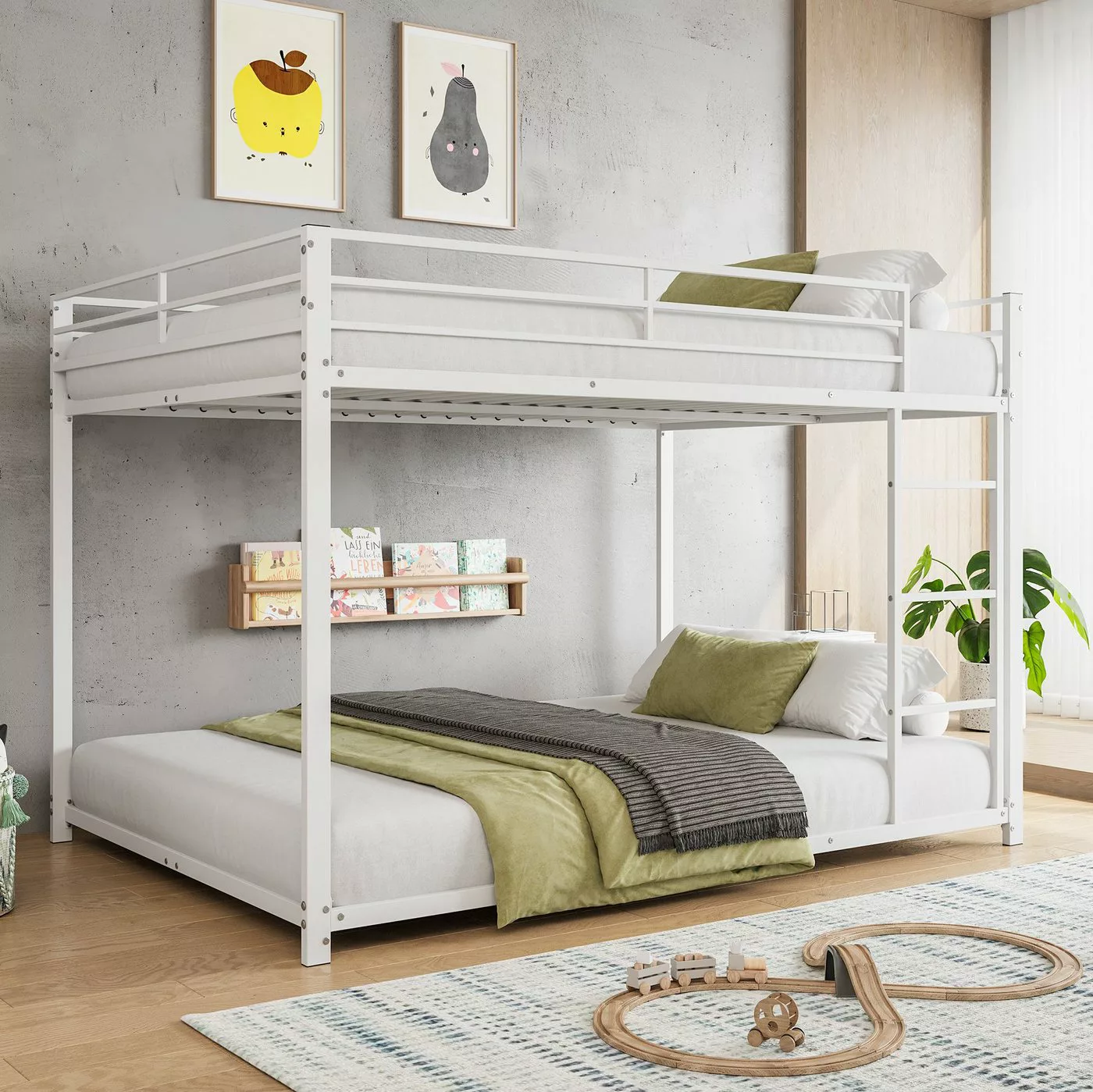 Flieks Etagenbett, Kinderbett Metallbett Doppelbett mit Lattenrost und Leit günstig online kaufen