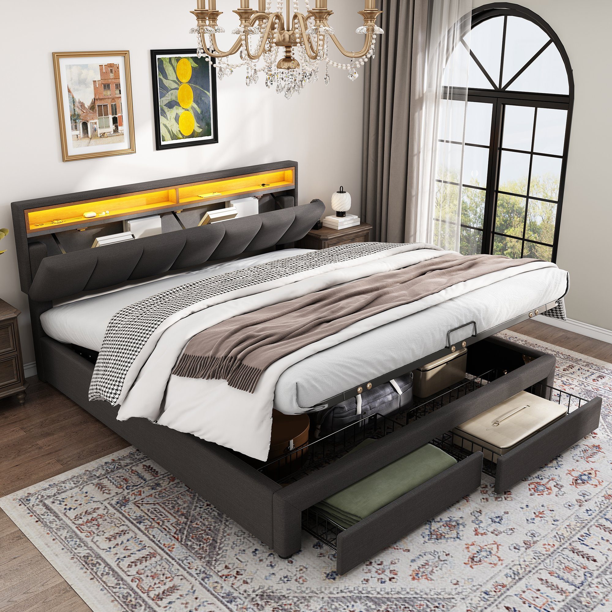 HAUSS SPOLE Polsterbett Polsterbett Boxspringbett hydraulisches günstig online kaufen