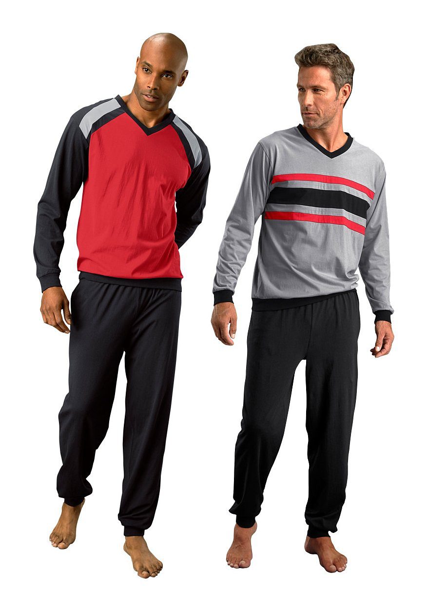 le jogger Pyjama, (Packung, 4 tlg., 2 Stück), lange Form günstig online kaufen
