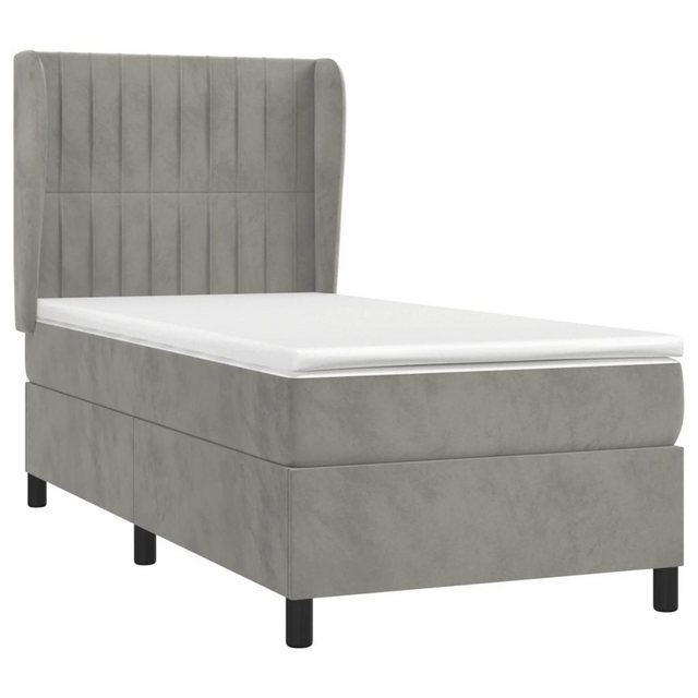 vidaXL Boxspringbett Boxspringbett mit Matratze Hellgrau 90x200 cm Samt Bet günstig online kaufen