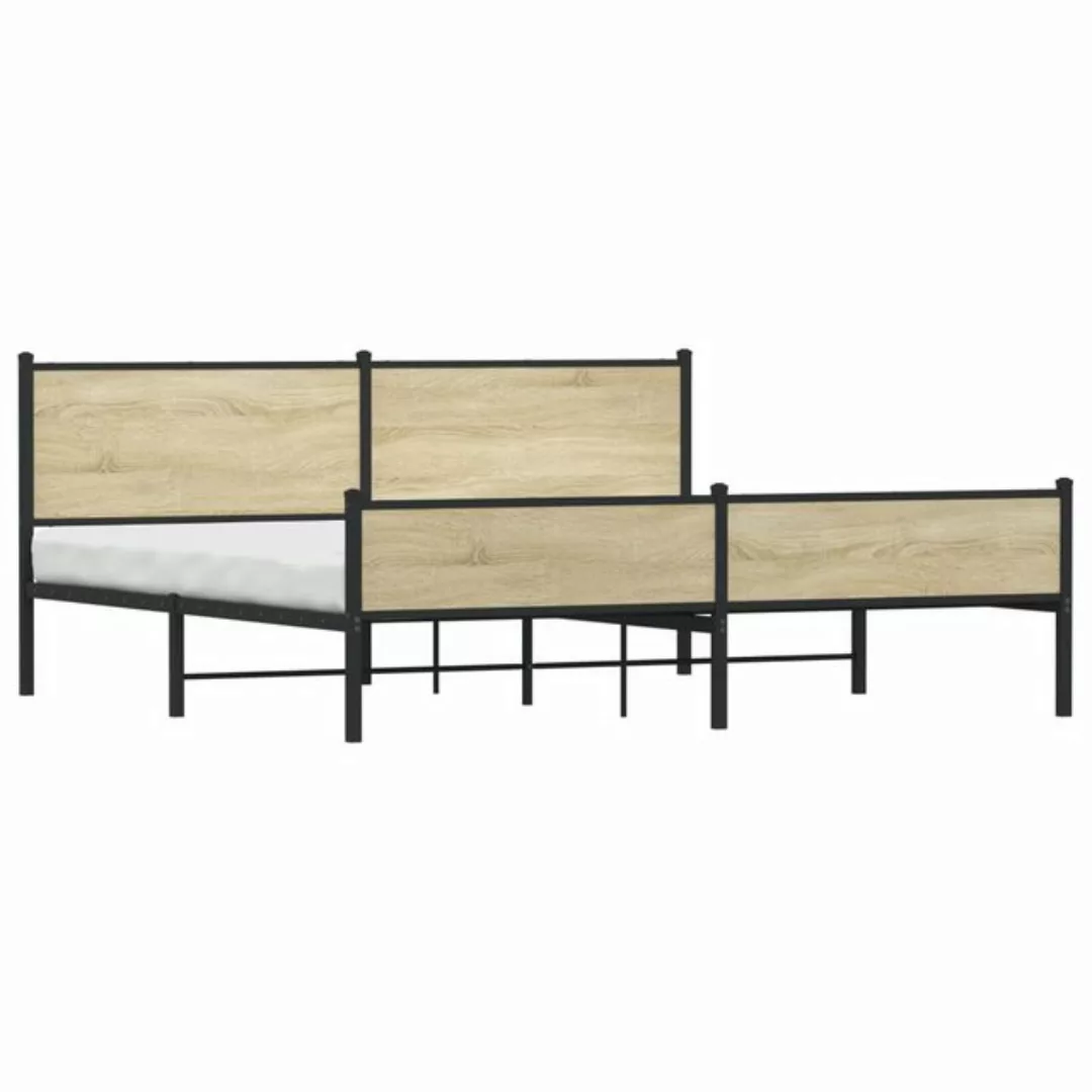 vidaXL Bett Metallbett ohne Matratze Sonoma-Eiche 200x200 cm günstig online kaufen