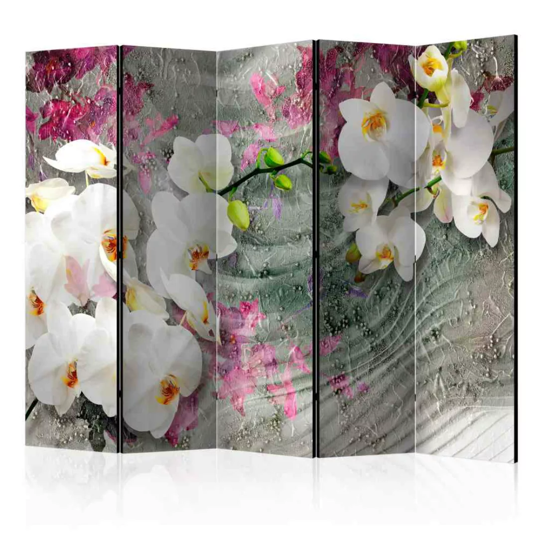Leinwand Paravent mit Orchideen Blüten 5-teilig günstig online kaufen