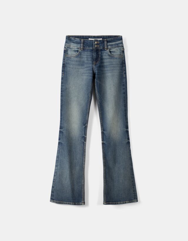 Bershka Low Waist Bootcut-Jeans Bskteen 46 Ausgewaschenes Blau günstig online kaufen