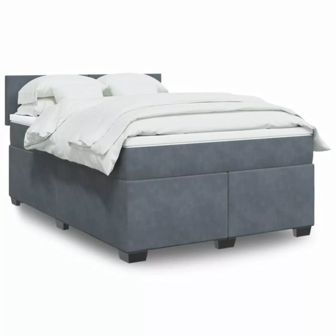 vidaXL Boxspringbett, Boxspringbett mit Matratze Dunkelgrau 140x190 cm Samt günstig online kaufen