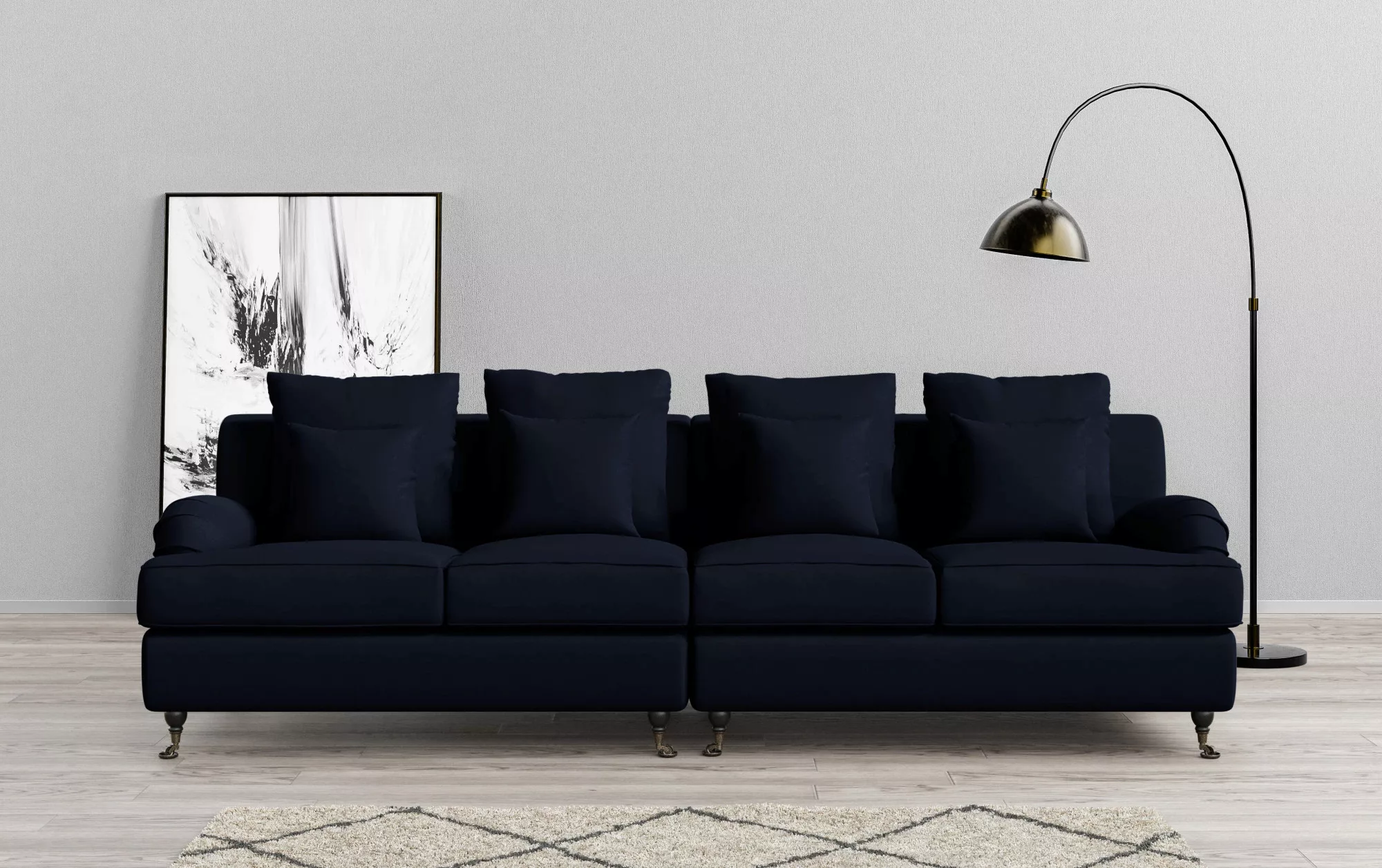 Home affaire Big-Sofa "NORIN", zwei Fußarten: vorne - Rollen, hinten - Holz günstig online kaufen