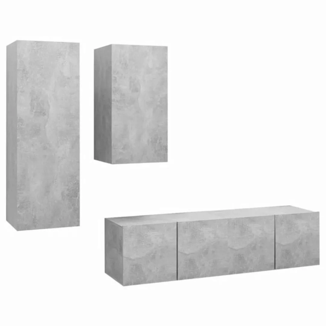 vidaXL Kleiderschrank 4-tlg TV-Schrank-Set Betongrau Spanplatte günstig online kaufen