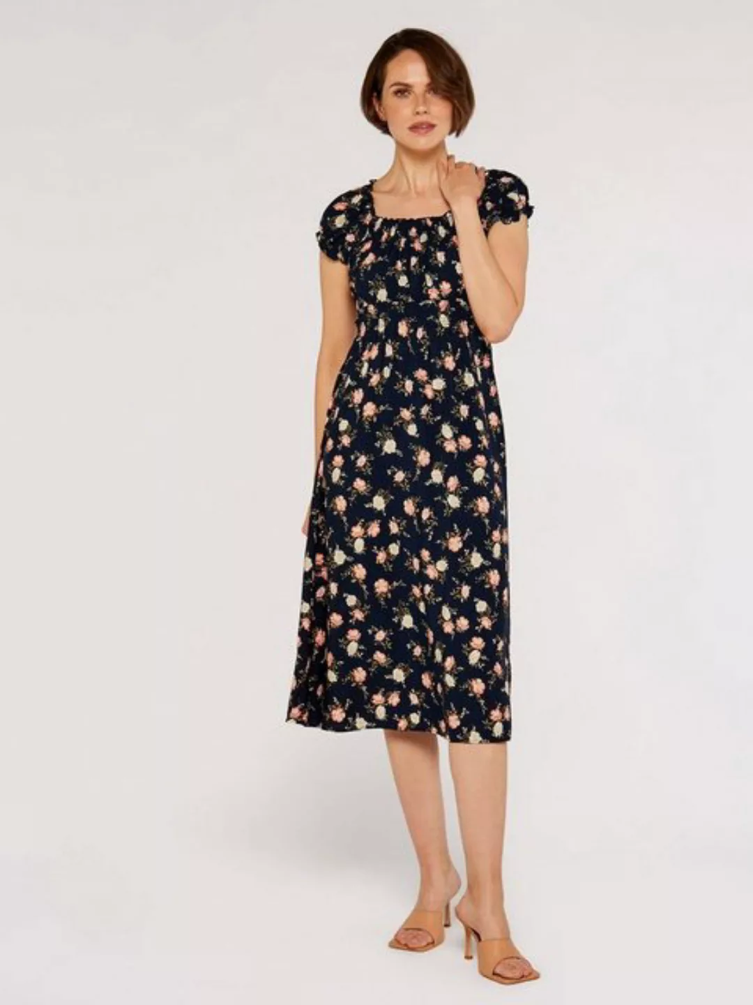 Apricot Midikleid Vintage Rose Milkmaid Midi Dress, (1-tlg) mit Smokdetails günstig online kaufen