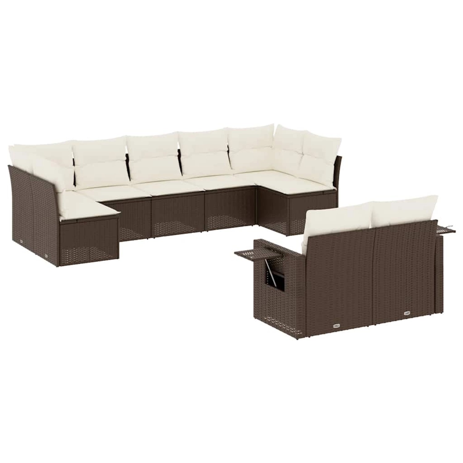 vidaXL 9-Tlg Garten-Sofagarnitur mit Kissen Braun Poly Rattan 3220622 günstig online kaufen