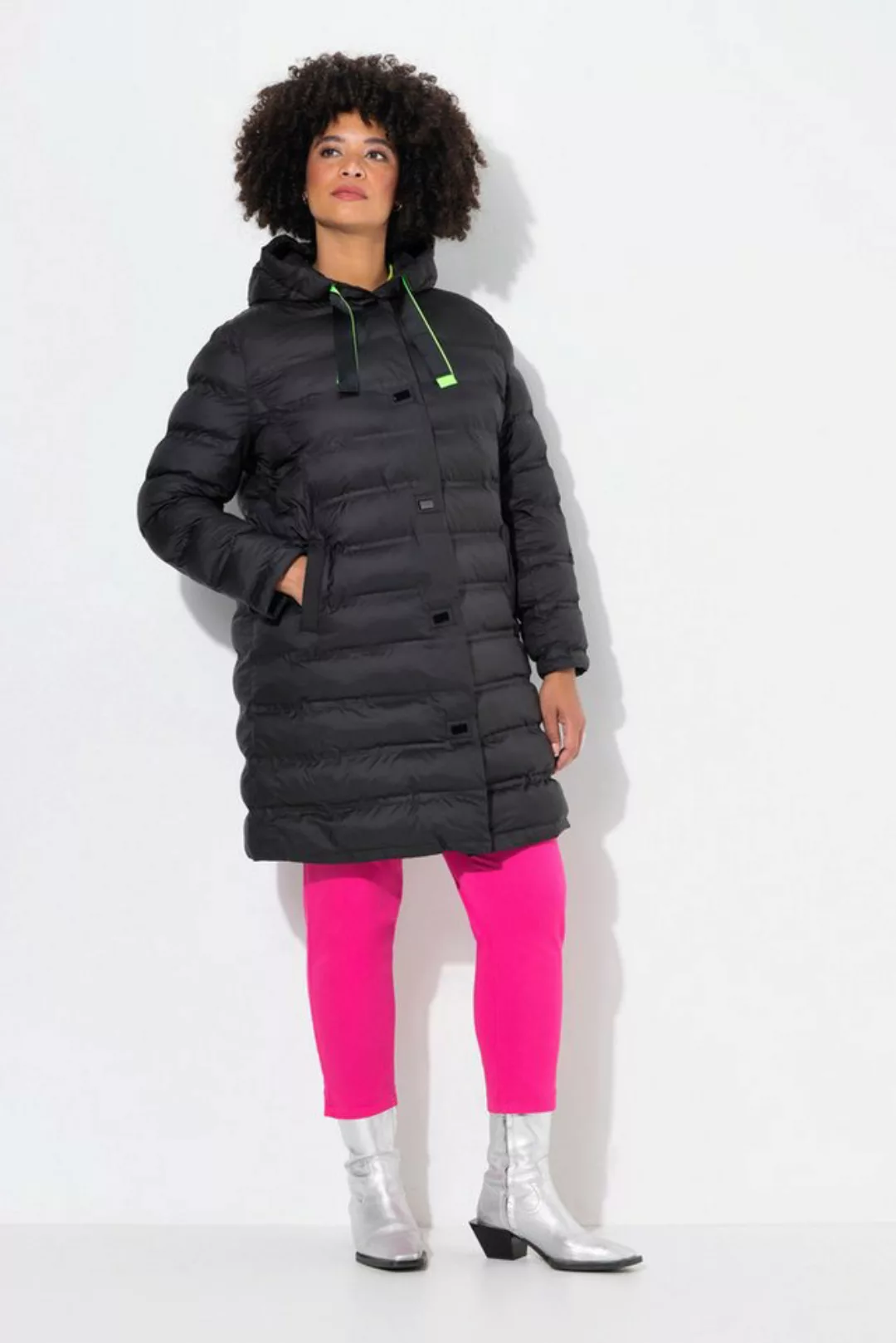 Angel of Style Steppjacke Steppmantel Straight Fit Kapuze Neon-Bänder günstig online kaufen