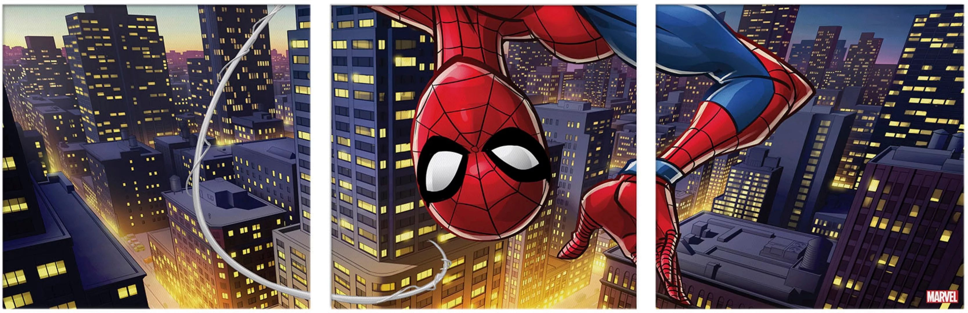 MARVEL Leinwandbild "Spiderman upside down", (Set, 3 St.) günstig online kaufen