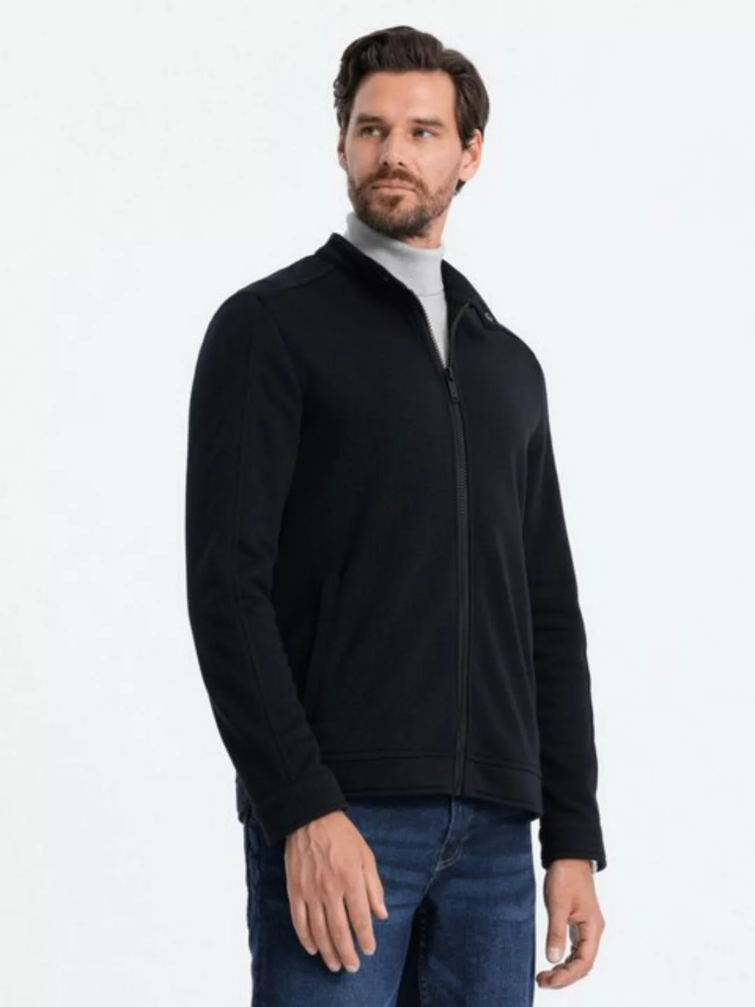 OMBRE Sweatjacke Herren-Sweatshirt mit Stehkragen im Motorrad-Stil günstig online kaufen