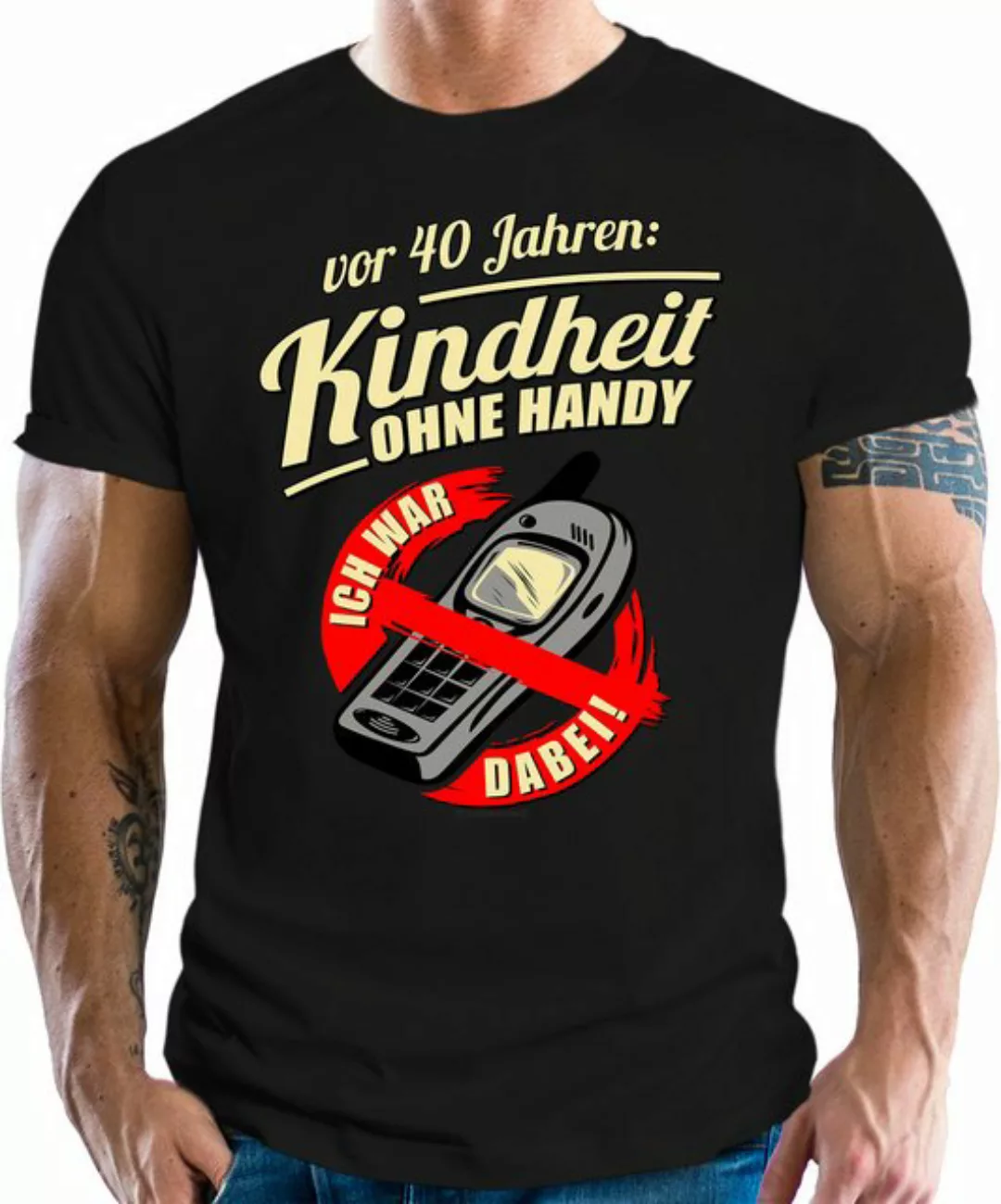 RAHMENLOS® T-Shirt für Leute über 40: Kindheit ohne Handy günstig online kaufen