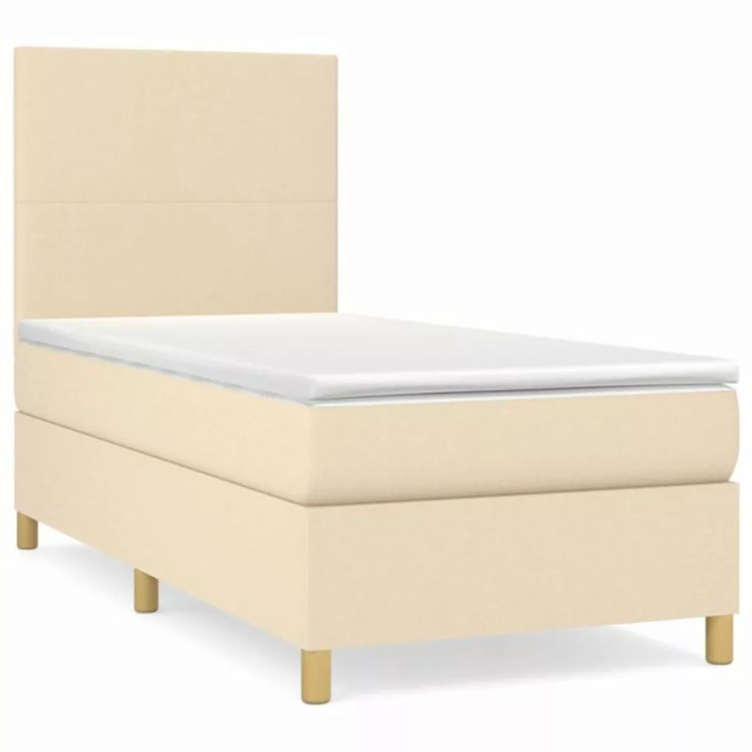 vidaXL Bett Boxspringbett mit Matratze Creme 90x200 cm Stoff günstig online kaufen