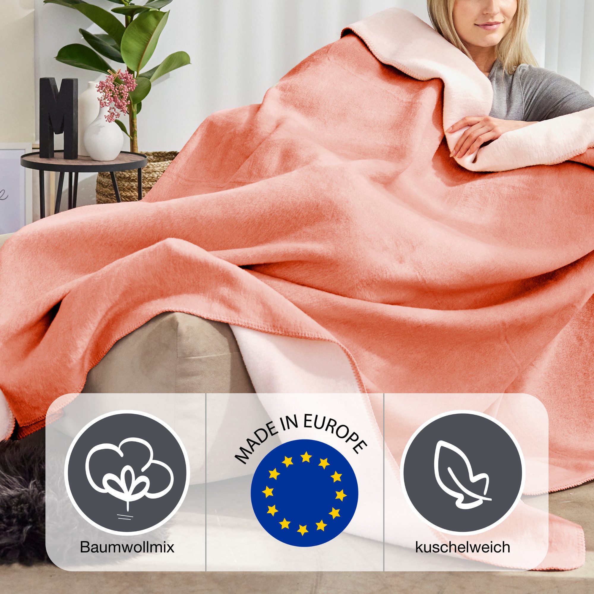 IBENA Wohndecke »Wohndecke Doubleface Dublin«, in trendigen Farben günstig online kaufen