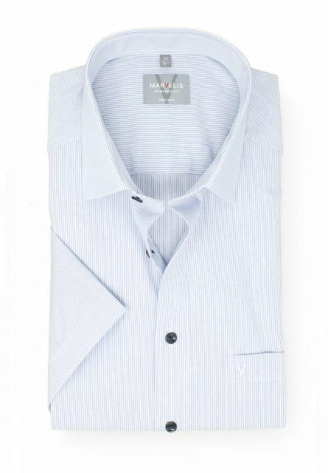MARVELIS Kurzarmhemd Kurzarmhemd - Comfort Fit - Gestreift - Bleu günstig online kaufen