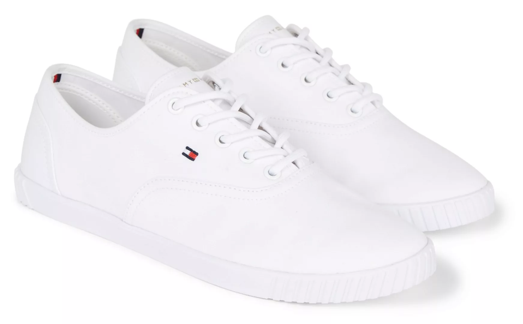 Tommy Hilfiger Sneaker "CANVAS LACE UP SNEAKER", in schmaler Form, Freizeit günstig online kaufen