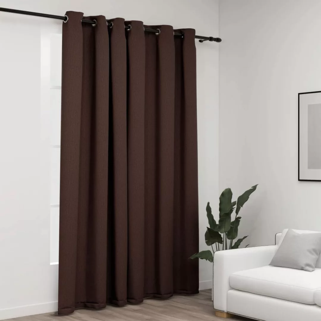 Verdunkelungsvorhänge Mit Ãsen Leinenoptik Taupe 290x245 Cm günstig online kaufen